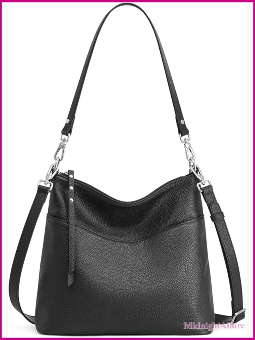 Medium Leather Tote Bag Crossbody Shoulder Hobo Purse with 2 Removable Straps